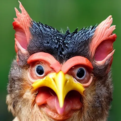Prompt: chicken troll face