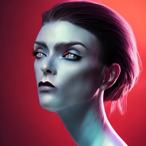 Image similar to woman portrait made out of ice paint, beautiful, cyborg, octane render, tim burton comic book art