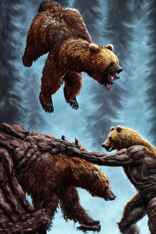 Image similar to Predator fighting a bear highly detailed artstation