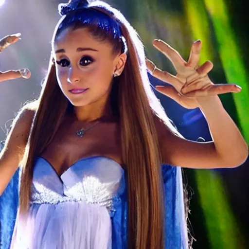 Image similar to ariana grande as a cute mage casting a spell