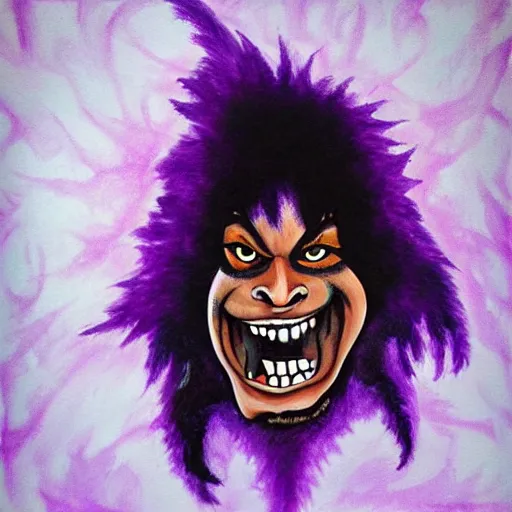 Image similar to a painting of prince as a werewolf boogie monster in the style of the warriors