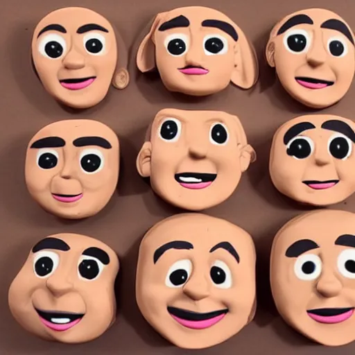Prompt: cute clay cartoon face expressions