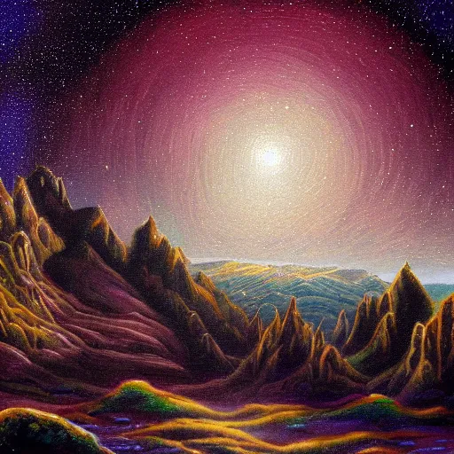 Image similar to a futaristic crystal city with elves. the milky way is in the sky. highley detailed oil painting