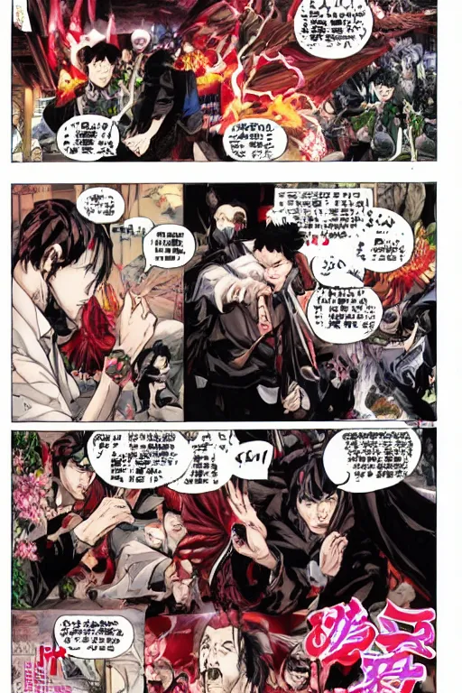 Image similar to 中 元 节, 中 国 鬼 节, king of hell, comic book page