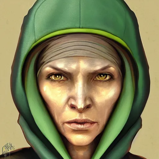 Image similar to portrait of a woman by greg rutkowski, female twi'lek, green skin, wool cap, star wars expanded universe, she is about 6 0 years old, wearing uniform of the galactic alliance navy, highly detailed portrait, digital painting, artstation, concept art, smooth, sharp foccus ilustration, artstation hq