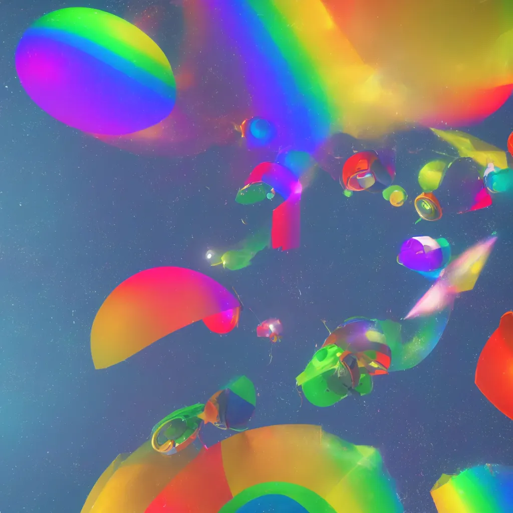 Image similar to 🚀🌈🤩, octane 3 d render