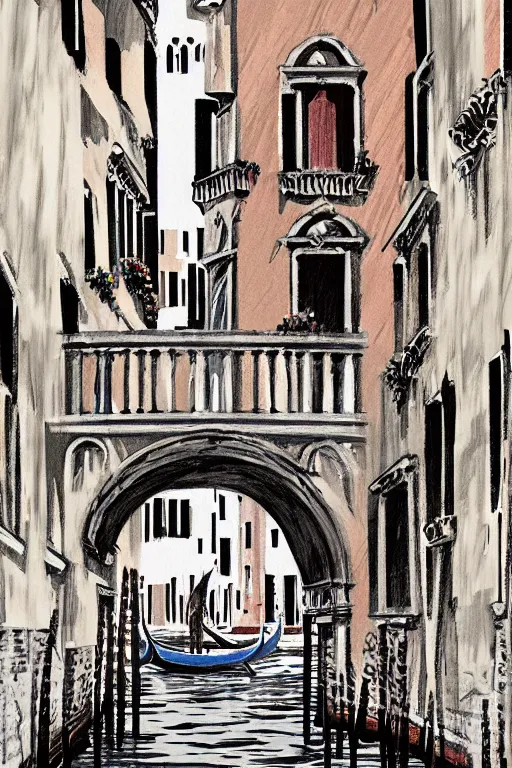 Image similar to venice, illustration, in the style of katinka reinke