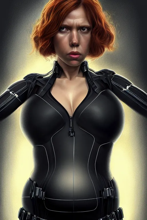 Image similar to pregnant black widow, realistic portrait, symmetrical, highly detailed, digital painting, artstation, concept art, smooth, sharp focus, illustration, movie screencap