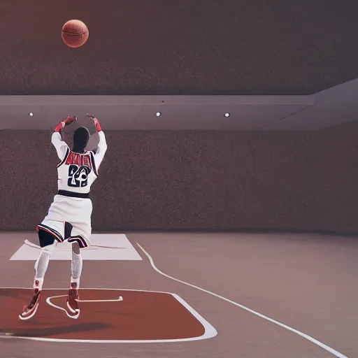 Prompt: michael jordan flying to mars with basketball, clear shot, photo shoot, realistic 8 k