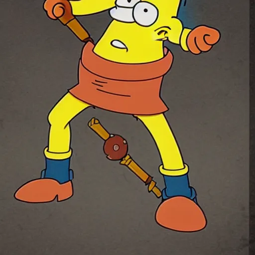 Prompt: Homer Simpson as a demon slayer