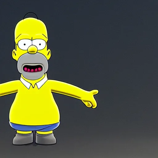 Prompt: 3 d cg rigged t pose homer simpson character facing camera