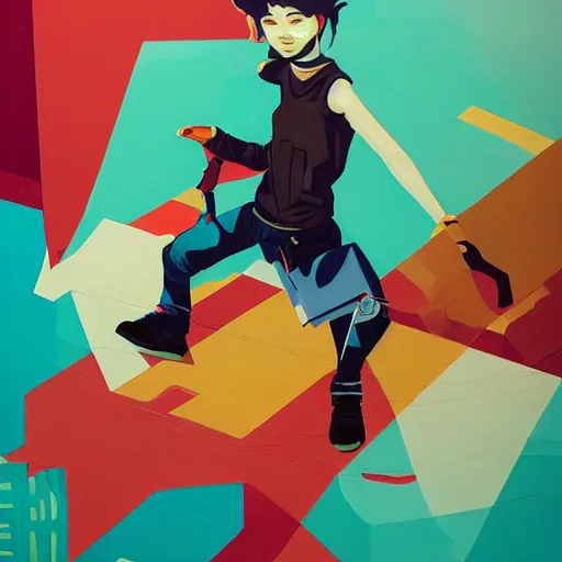 Image similar to Jet Grind Radio Painting by Sachin Teng, asymmetrical, Organic Painting , Hard Light and long shadows, Matte Painting, geometric shapes, hard edges, graffiti, street art, 300 dpi :2 by Sachin Teng:4