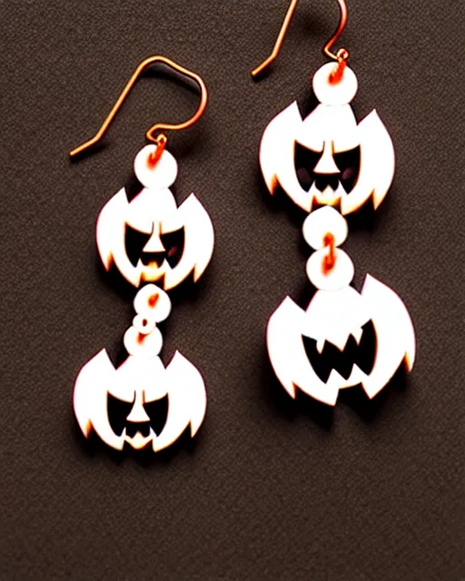 Image similar to spooky jack'o'lantern, 2 d lasercut earrings,