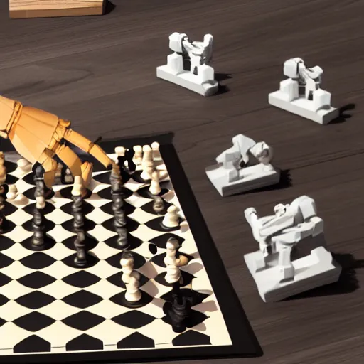 Image similar to robot playng chess, detailed