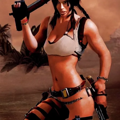 Image similar to photo of lara croft as a playboy bunny.