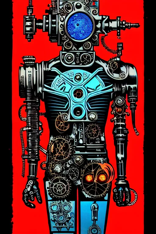 Image similar to steampunk cryo chamber containing an cyborg, high details, intricately detailed, by vincent di fate, inking, 3 color screen print, masterpiece, trending on artstation,, sharp, details, hyper - detailed, hd, 4 k, 8 k