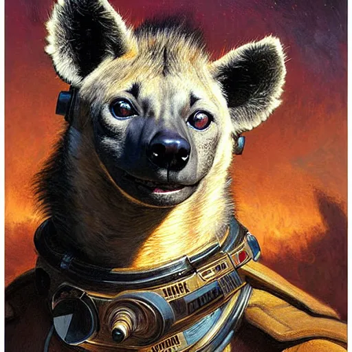 Image similar to a portrait of a hyena dogman canine star trek doctor. highly detailed painting by gaston bussiere, craig mullins, j. c. leyendecker, furry