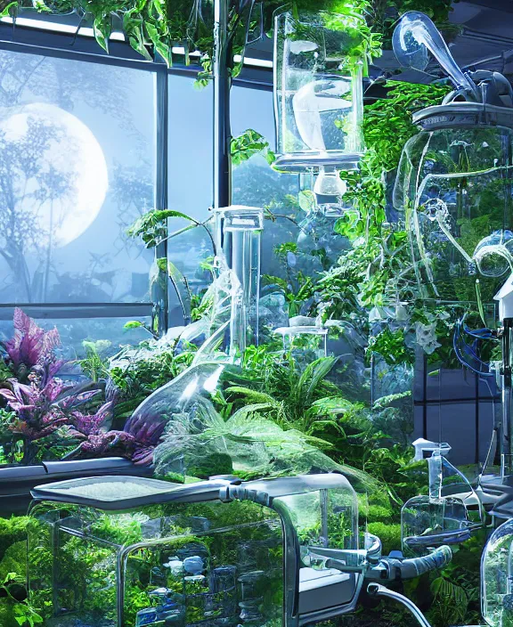 Prompt: intricate transparent clear see - through image of medical equipment, lush botany, garden environment, ultra realistic, concept art, fractal art, photorealistic, octane render, 8 k, unreal engine. art by nori inoguchi and sam kaplan and zachary goulko and christopher marley