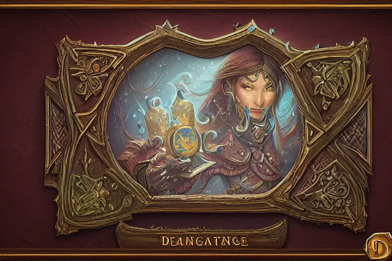 Image similar to book decorative border frame, d & d, fantasy, intricate, elegant, highly detailed, digital painting, artstation, illustration, hearthstone