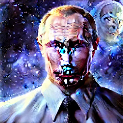 Image similar to Portrait of Putin in space, D&D, blue eyes, face, fantasy, intricate, elegant, highly detailed, digital painting, artstation, concept art, smooth, sharp focus, illustration, art by artgerm and greg rutkowski and alphonse mucha