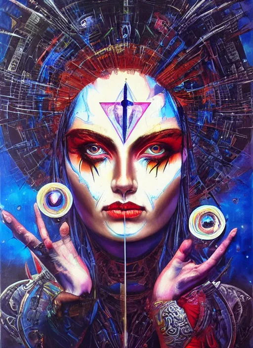 tripping magic cult psychic woman, painted face, third | Stable ...