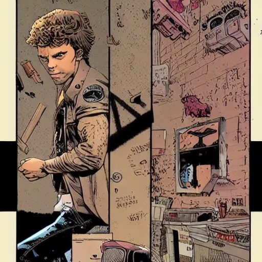 Image similar to mikky ekko, graphic novel, detailed, in the style of Geoff Darrow and Frank Miller