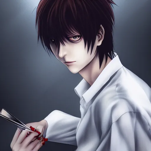 Image similar to yagami light from death note, art by wlop, 8 k