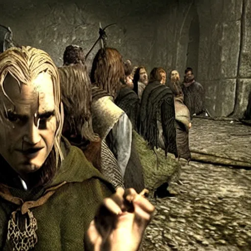 Image similar to a still of from the movie the lord of the rings : the fellowship of the ring crossover with the game outlast