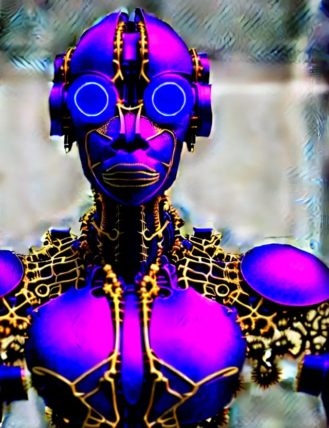 complex 3 d render of a cyborg droid with glowing blue | Stable ...