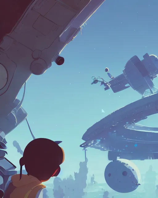 Image similar to landing on the space station settlement, cory loftis, james gilleard, atey ghailan, makoto shinkai, goro fujita, studio ghibli, rim light, exquisite lighting, clear focus, very coherent, plain background, soft painting