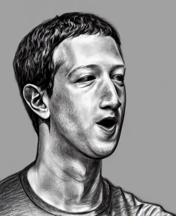 Image similar to a detailed pencil drawing of mark zuckerberg holding a presidential rally