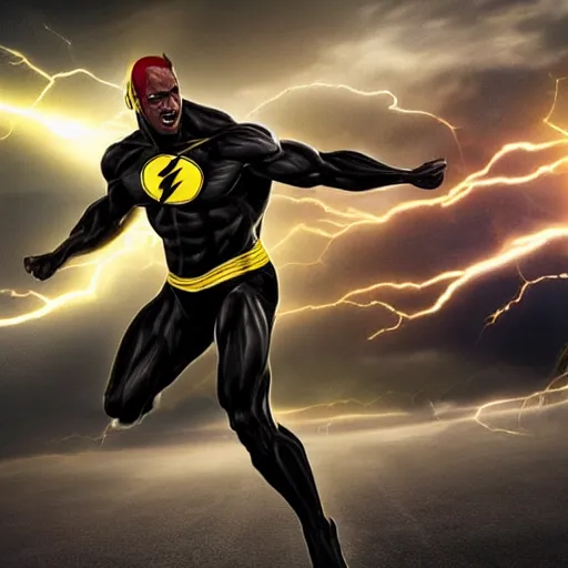 Image similar to A realistic photo of a mixture of Flash and Black Adam, hyper-realistic, 8K HDR.