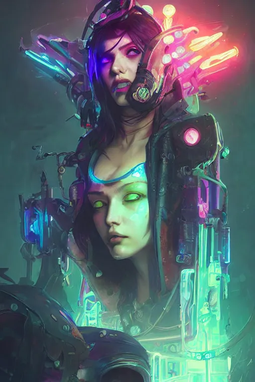 Prompt: morgana from league of legends, cyberpunk futuristic neon. decorated with traditional japanese ornaments by ismail inceoglu dragan bibin hans thoma greg rutkowski alexandros pyromallis nekro rene maritte illustrated, perfect face, fine details, realistic shaded, fine - face, pretty face, masterpiece