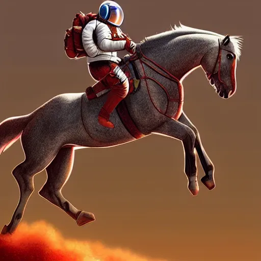 Prompt: horse jumping over an austronaut. trending on artstation