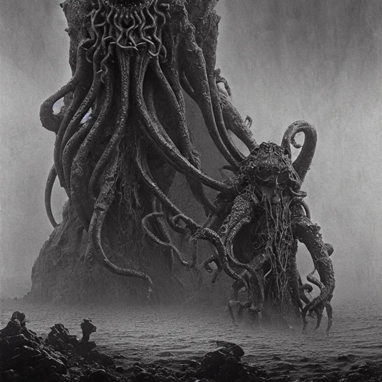 Image similar to a cinematic scene from the cthulhu in pyrrhic victory, lovecraft, concept art by beksinski and jean delville, dramatic lighting, ultra hd, hdr, 8 k