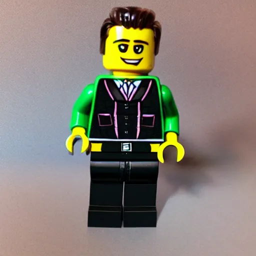 Image similar to lego minifig of elon musk looking angry