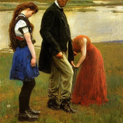 Prompt: a painting in the style of william henry millais.