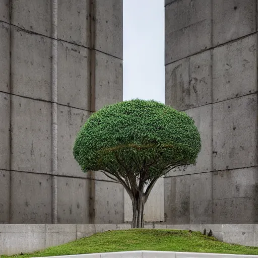 Image similar to a sci - fi beautiful brutalist hypermodern monument, with many rounded elements sprouting from the base tower creating a feel of a tree - like structure, photography