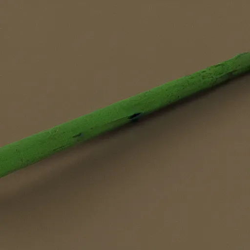 Image similar to short wooden cane with green slime on it, octane render