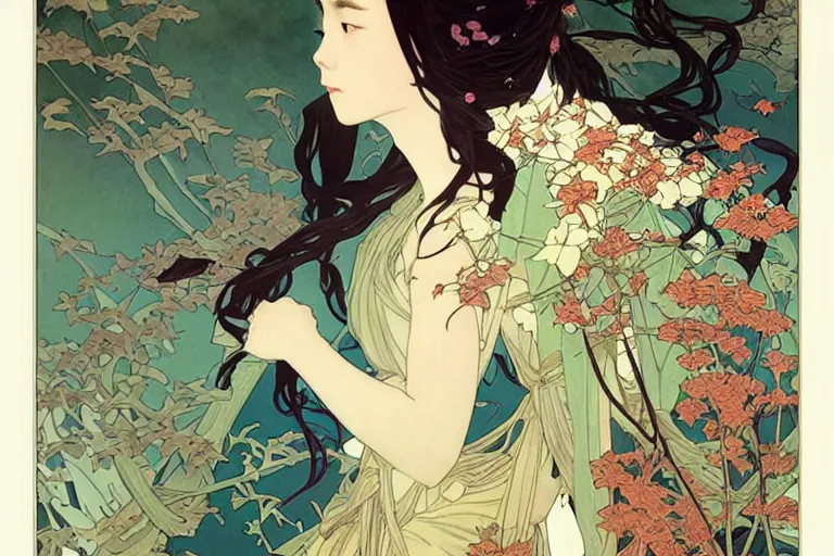 Prompt: beautiful cinematic fantasy poster, asian woman side view using a bokken in forest ; intricate complexity, by shigenori soejima, krenz cushart, alphonse mucha, takato yamamoto, conrad roset, 4 k, beautiful, high quality - h 9 6 0