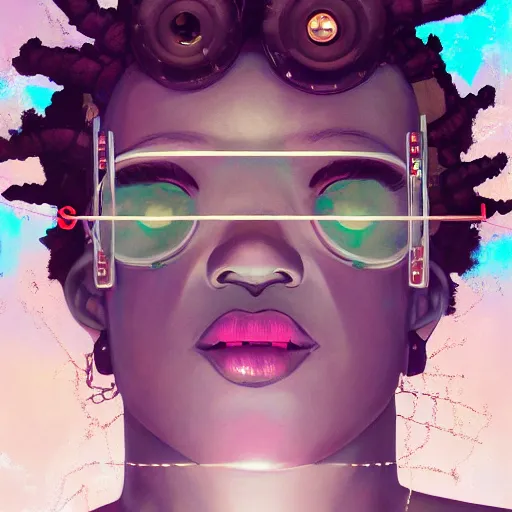 Prompt: afro - cyberpunk deities unseen amongst their creations, a society manifesting dreams with cosmic ancestral magic in a post - modern techno world | hyperrealistic oil painting | by makoto shinkai, ilya kuvshinov, lois van baarle, rossdraws, basquiat | afrofuturism, in the style of surrealism, trending on artstation | red and black color scheme