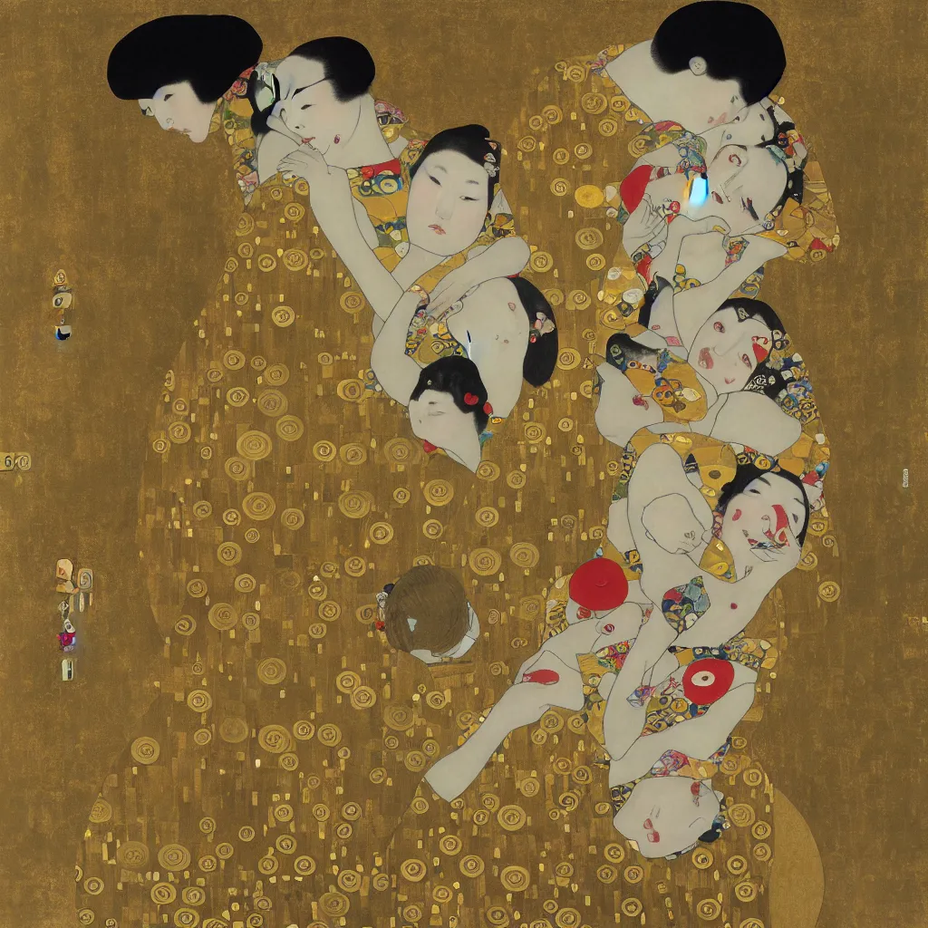 Prompt: Japanese art in the style of Gustav Klimt