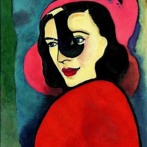 Image similar to eva green portrait, style by kandinsky, art deco, portrait,