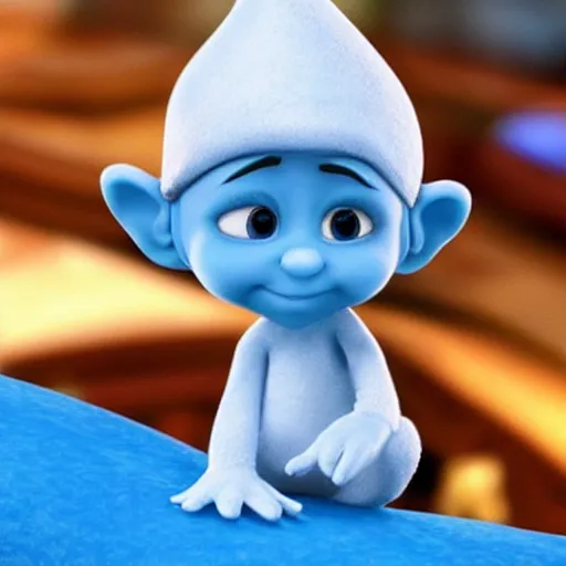 Image similar to realphoto 3d cute beautiful smurfin, in pixar's Up