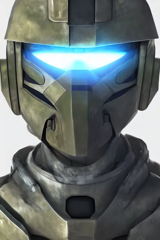 Image similar to robot ninja mask helmet halo master chief radiating a glowing aura global illumination ray tracing hdr fanart arstation by ian pesty and katarzyna da „ bek - chmiel