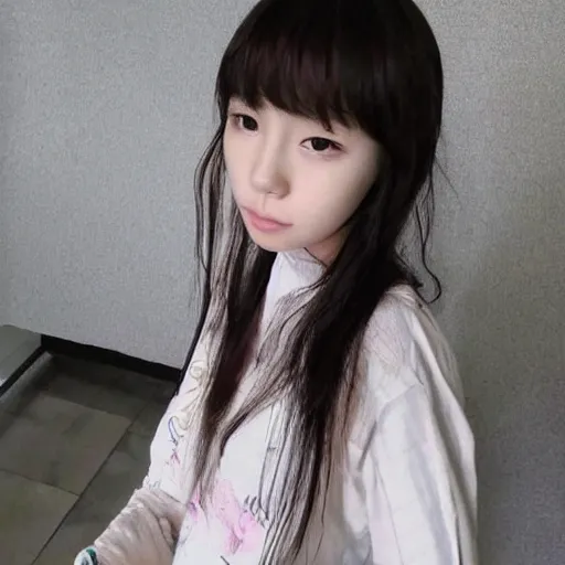 Image similar to a cute young korean girl with messy hair