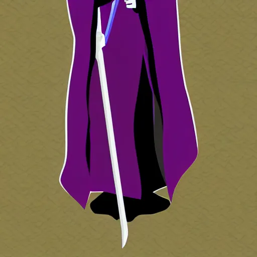 Image similar to grim reaper, purple cloak, full body, scythe