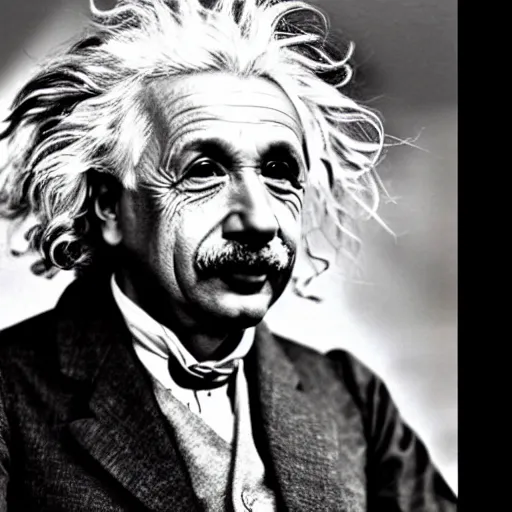 Image similar to color photo of einstein with goku hair