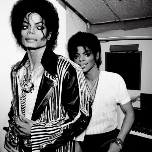 Image similar to michael jackson and prince rogers nelson in the recording music studio