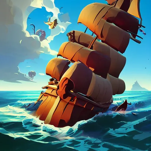 Image similar to painting treasure on sea of thieves game smooth median photoshop filter cutout vector, behance hd by jesper ejsing, by rhads, makoto shinkai and lois van baarle, ilya kuvshinov, rossdraws global illumination